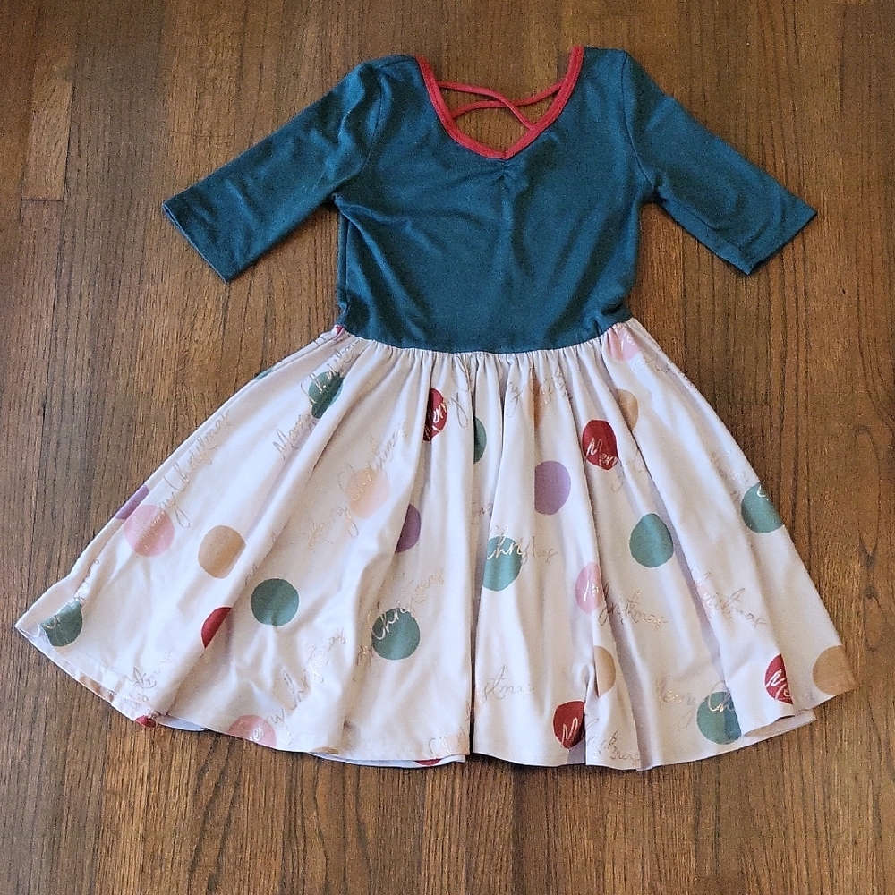 Dot Dot Smile Green and Multicolor Christmas Polka Dot Dress